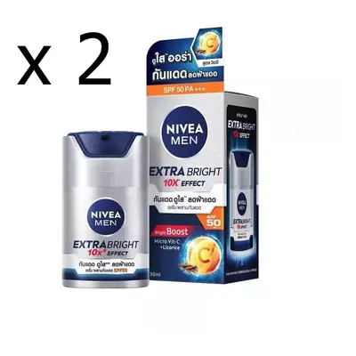 2 x 50ml Nivea Men Extra Bright Serum SPF50 PA+++