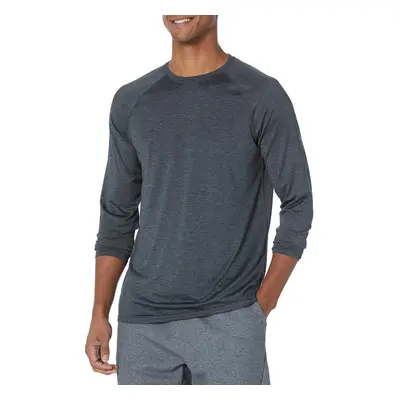 Amazon Essentials Mens Tech Stretch Long-Sleeve T-Shirt Black Heather