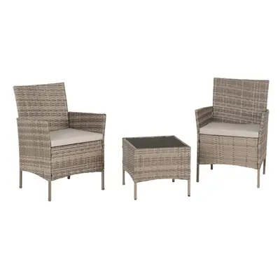 Garden Furniture Set, Willow Piece Grey Rattan/Grey Fabric/Black