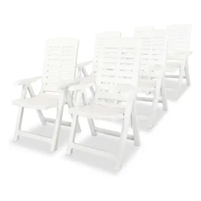 vidaXL 6x Reclining Garden Chairs 60x61x108cm Plastic White Foldable Seats