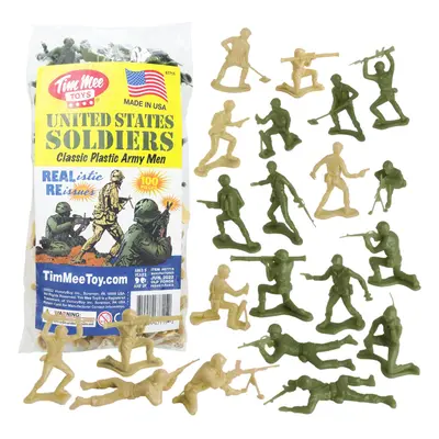 TimMee Plastic Army Men - OD Green vs Tan 100pc Toy Soldier Figures Made in USA