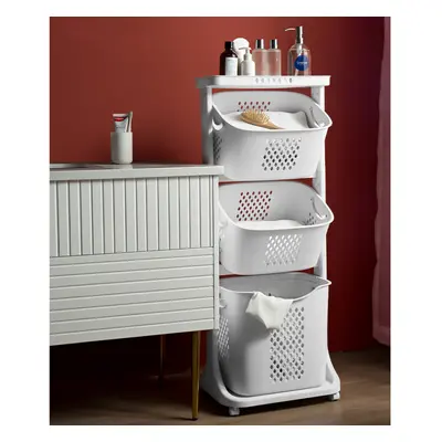 (3-Tier) Laundry Basket Bathroom Clothes Storage on Wheels