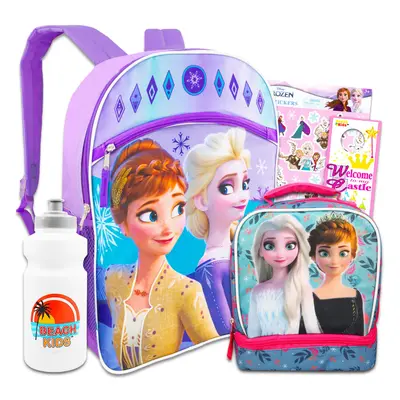 Disney Frozen Backpack with Lunch Box Set for Kids - Frozen Backpack Frozen Lunch Bag Stickers W