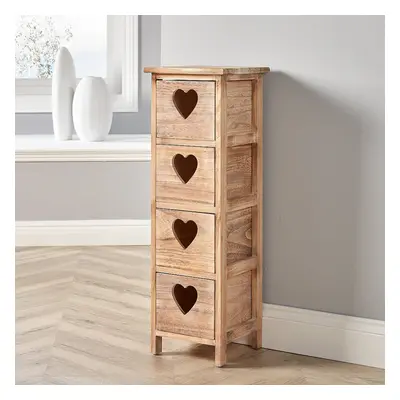 Natural Wooden Drawer Chest Storage Unit Bedroom Organiser Bedside Love Hearts