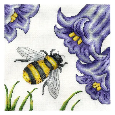 DMC Counted Cross Stitch Kit 8"X8"-Bee & Bluebells (14 Count)