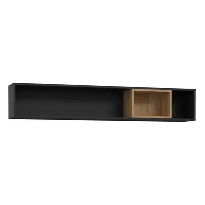 High Rock Wall Shelf in Matt Black/Riviera Oak