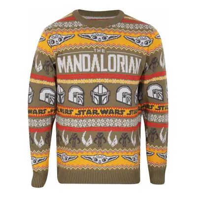 (S, Multicoloured) Star Wars Mandalorian Unisex Adult Repeat Print Knitted Jumper