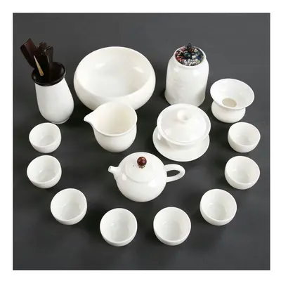 (16 piece set of Ruyi pots (as shown in the picture), Universal version) Dehua Sheep Fat Jade Wh