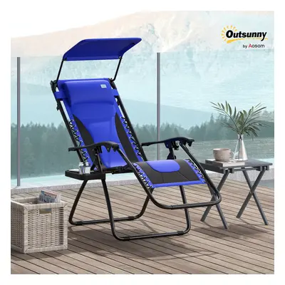 Outsunny Zero Gravity Lounger Chair, Folding Reclining Chair, Blue