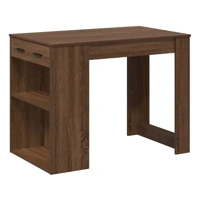 (brown oak) vidaXL Desk with Drawer and Shelf Writing Table Study Desk Engineered Wood