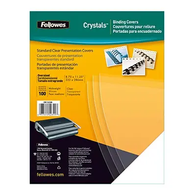 Fellowes A4 Binding Cover - Microns PVC Binding Covers - Pack of Binding Covers - Transparent