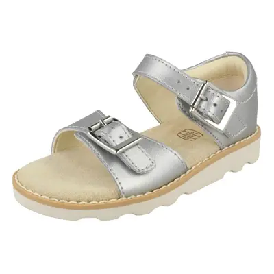 (UK Infant, Silver) Girls Clarks Casual Summer Sandals Crown Bloom T - F Fit