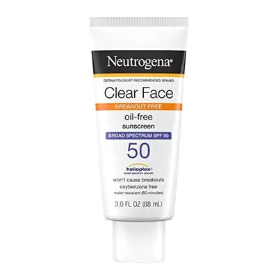 Clear Face Liquid Lotion Sunscreen for Acne-Prone Skin, Broad Spectrum SPF UVA/UVB Protection, F