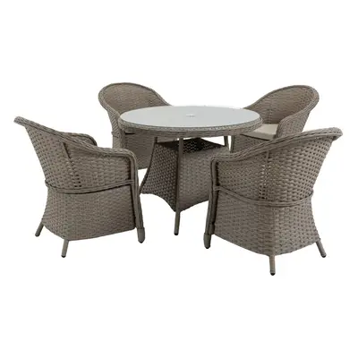 Outsunny Rattan Dining Set for with Cushions and Umbrella Hole, Mixed Grey