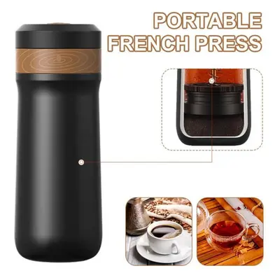 French Press Coffee Maker - MIOLOE - Thermal Design - Stainless Steel - 320ml - Portable and Ver