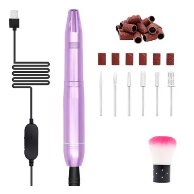 (Pink) Usb Electric Nail File Acrylic Manicure Drilling Kit