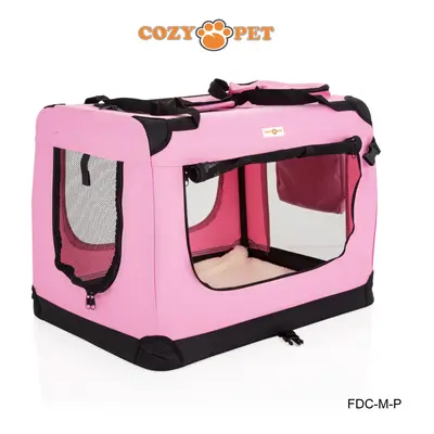 Fabric Dog Crate Pink, Size 70cm, Cat Pet Carrier by Cozy Pet Transport Travel Cage FDC-M-P