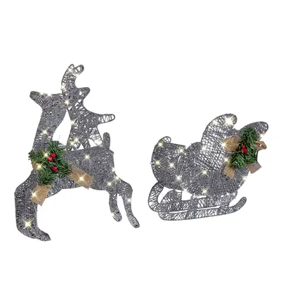 Outdoor LED Decoration Sleigh and Reindeer cm Silver ENODAK