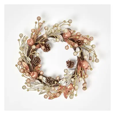 Champagne Pinecone & Apple Christmas Wreath