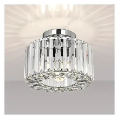 (HXK400) Modern Crystal Chandelier - Polished Metal Finish, Semi-Flush Mount Recessed Ceiling Li