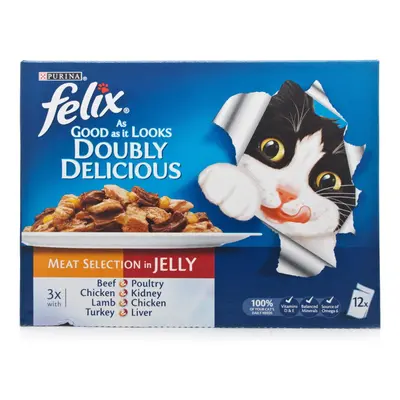 Felix Pouch Agail Doubly Delicious Gij Mv Meat 12x100g (Pack of 4)