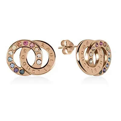 Radley Signature Ladies 18ct Rose Gold Plated Sterling Silver Double Disc Engraved Hoops Earring