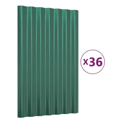 (green, x cm) vidaXL 12/36x Roof Panels Powder-coated Steel Corrugated Multi Colours/Sizes