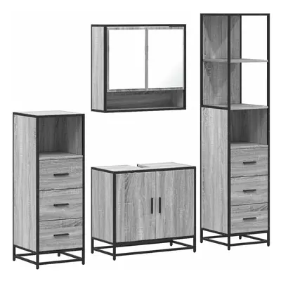 (grey sonoma) vidaXL 4ÃÂ Piece Bathroom Furniture SetÃÂ Grey Sonoma Engineered Wood