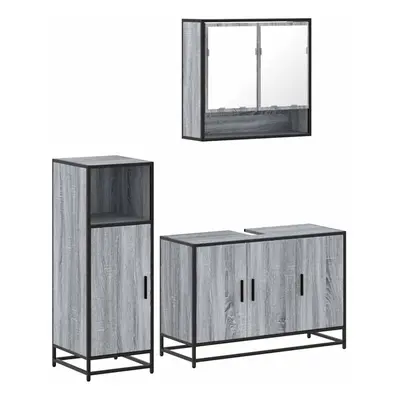 (grey sonoma) vidaXL Piece Bathroom Furniture Set Brown Oak Engineered Wood