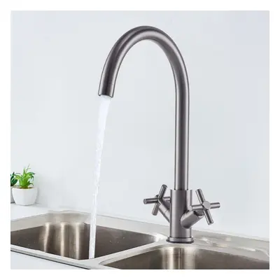 Grey G1/2 Stainless Steel Dual-Handle Kitchen Faucet Kitchen Tap