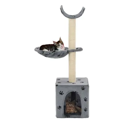 vidaXL Cat Tree with Sisal Scratching Posts 105cm Paw Prints Grey Play Tower