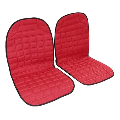 (Red) Car Front Seat Heating Cover Pad with Intelligent Temperature Controller 2pcs 12V