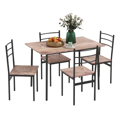 HOMCOM Piece Dining Table and Chairs Set, Space Saving, Brown and Black