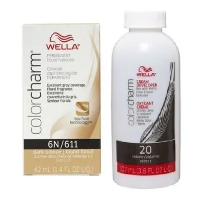 (6N + Developer (Vol. 20) 3.6oz ) Wella Color Charm Permanent Liquid Haircolor