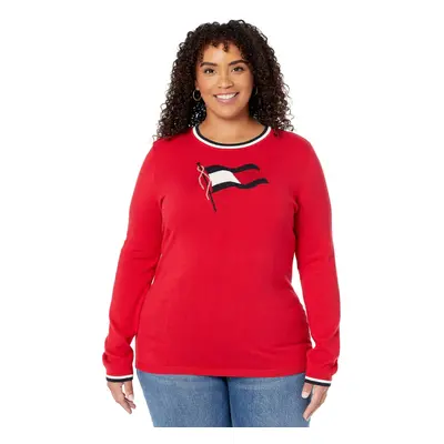 Tommy Hilfiger Women's Pullover Crewneck Everyday Sweater Scarlet Mul