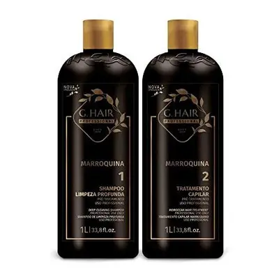 G.HAIR Moroccan Smoothing Keratin Treatment Kit (2 Steps) 33.8oz / 1L each