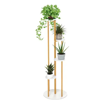 Indoor Metal Plant Stand Tall Corner Plant Shelf for Potted Plant-White