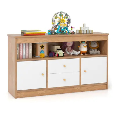 Kids Toy Storage Organizer Children Bookshelf Storage Chest-Natural