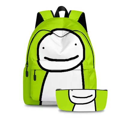 (WhiteGreen) 3D Printed Dreamwastaken Dream Smp Backpack Schoolbag Pencil Bag