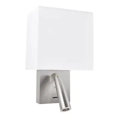 Leds-C4 Gamma - LED Wall Light with Reading Light Square Shade Satin Nickel 179lm 2700K