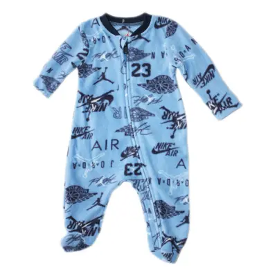 Jordan Baby Boys Full Zip Printed Micro Fleece Footie Coverall (White(55A282-001)(University Blu