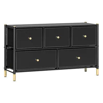 HOMCOM Fabric Chest of Drawers with PU Leather Surface, for Bedroom