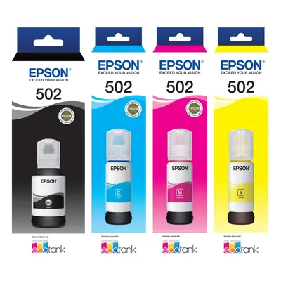 Epson T502 EcoTank 4 Ink Toner Bottle Value Pack Bulk Genuine Original