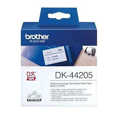 DK44205 Label Roll Removable Continuous Length Paper Black on White Single Label Roll 62mm W x 3