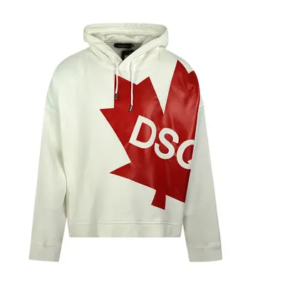 Dsquared2 Large Maple Leaf Logo Oversize White Hoodie