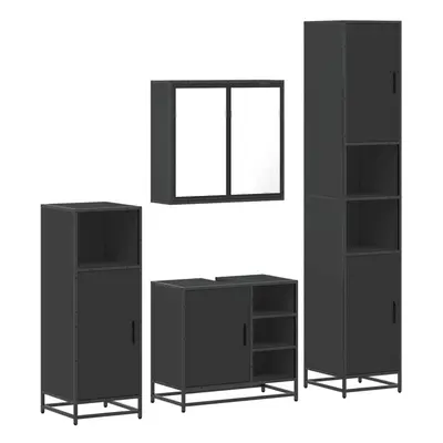 (black) vidaXL 4ÃÂ Piece Bathroom Furniture SetÃÂ Sonoma Oak Engineered Wood