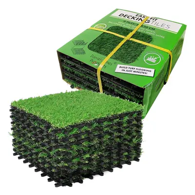 (Two Packs (18 Tiles)) Artificial Grass Interlocking Deck Tiles Fake Lawn Decking Garden Balcony