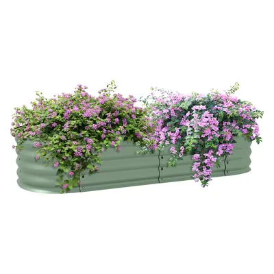 Outsunny Galvanised Raised Garden Bed Planter Box with Safety Edging, Green