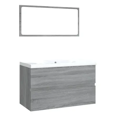 (grey sonoma, without faucet) vidaXL Bathroom Furniture Set Basin Multi Sizes/Colours with/witho