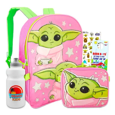 STAR WARS Baby Yoda Backpack with Lunch Box for Girls - Bundle with Baby Yoda Backpack Lunch Box